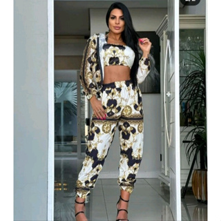 Conjunto Feminino Inspiração Legítimo Jaqueta Corta Vento Blusinha Mais  Shorts Louis-Vuitton Conjunto-Gucci Chanel-Versace