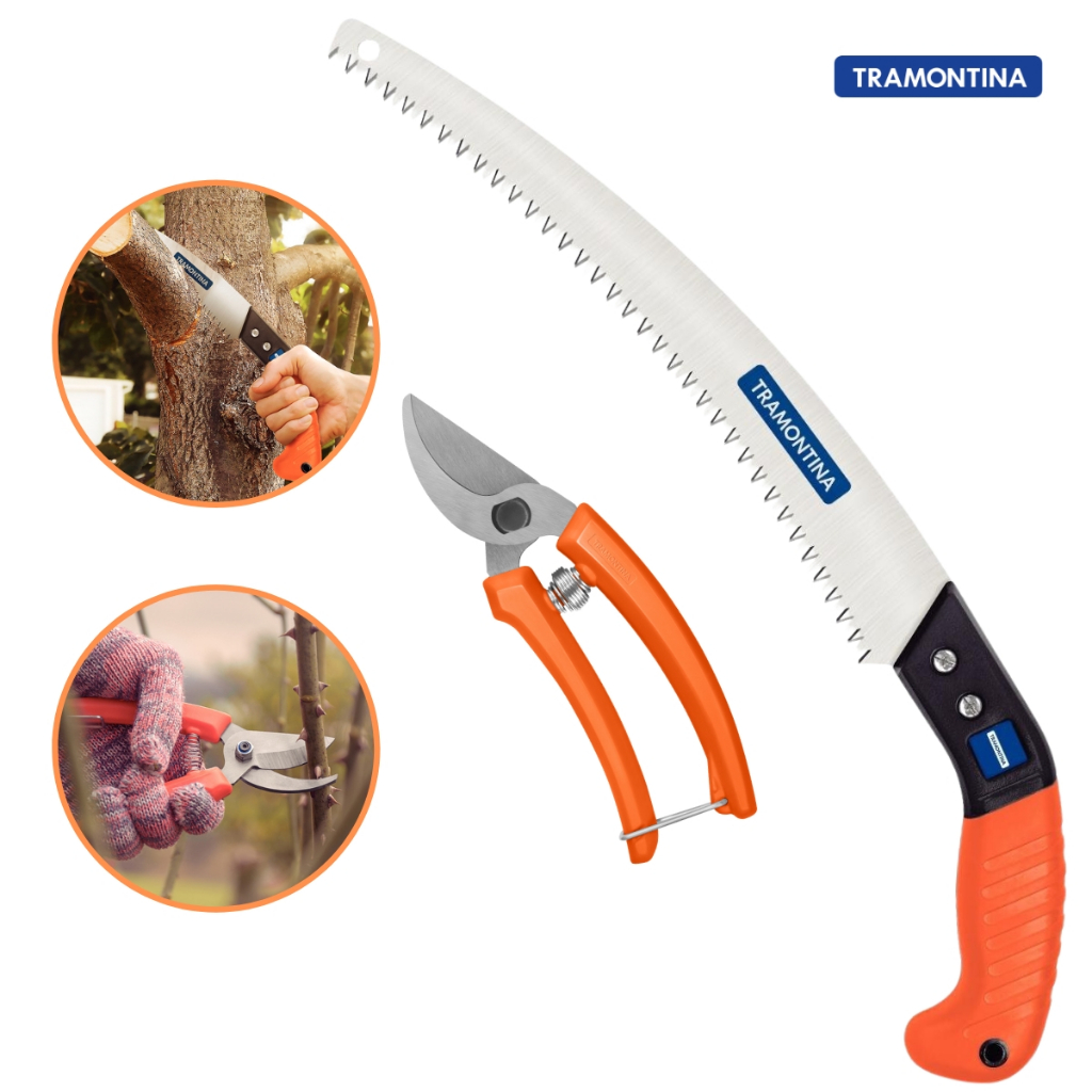 Kit Tesoura de Poda e Serrote de Poda 320mm Tramontina Itens Super Afiados  e de Qualidade | Shopee Brasil