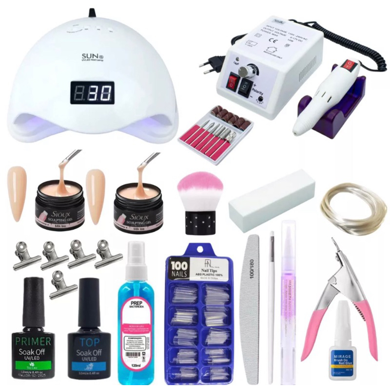 kit unha de gel lixadeira elétrica completo profissional cabine de unha ...