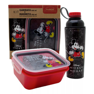 Kit Lancheira Mickey Mouse Com Garrafa E Marmita - Plasútil