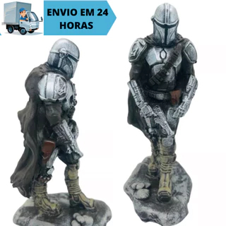 Boneco Mandaloriano Série The Mandalorian Colecionavel Baby Yoda Estátua Colecionável Decoração de Resina