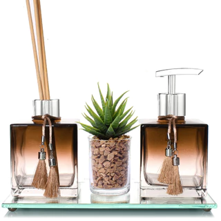 Kit Lavabo Ambiente Banheiro Com Bandeja E Decoração para Banheiro Madri
