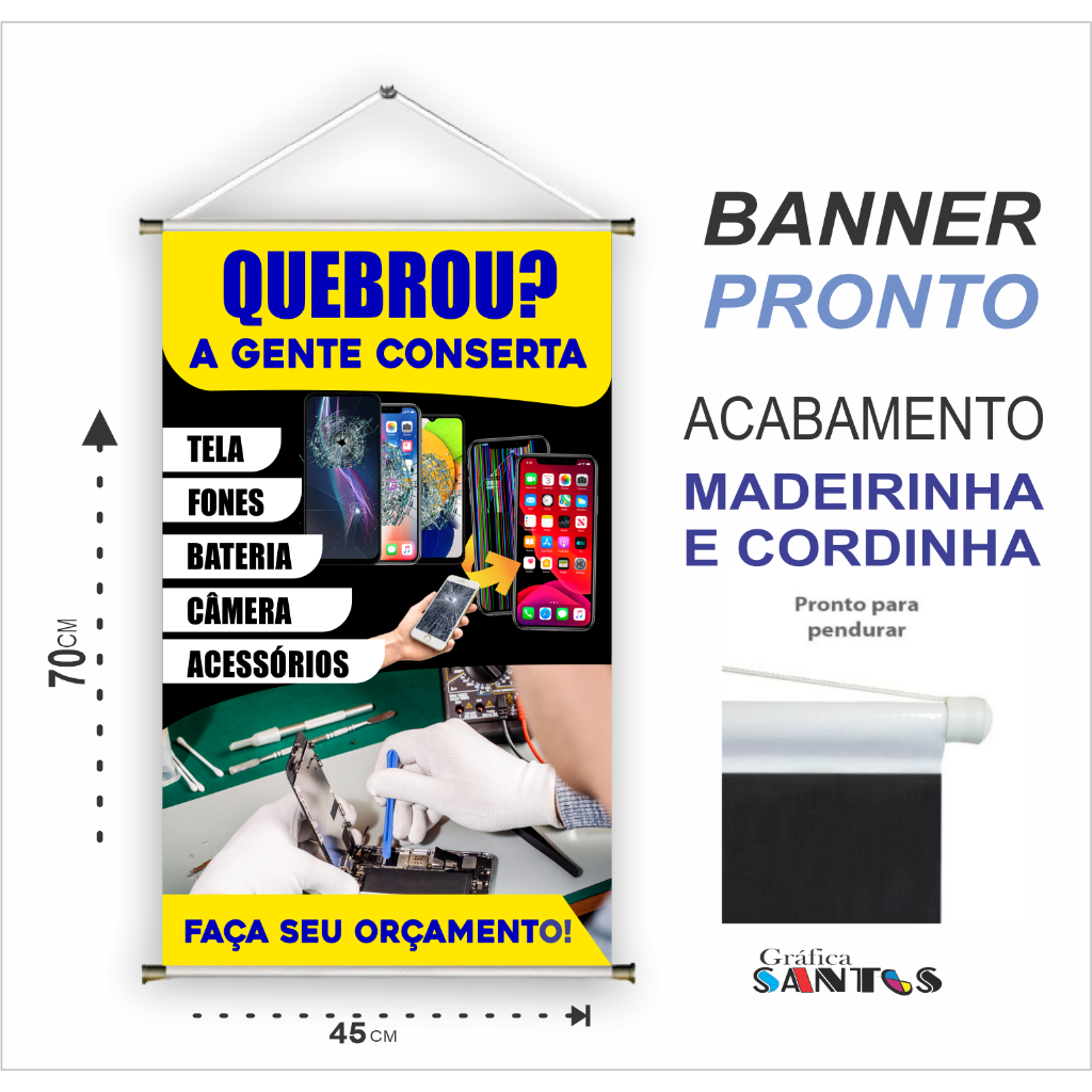 Banner pronto tema: (TECNICO CELULAR) REF: 90 (obs. NÃO HÁ POSSIBILIDADE DE MUDANÇA NA ARTE)