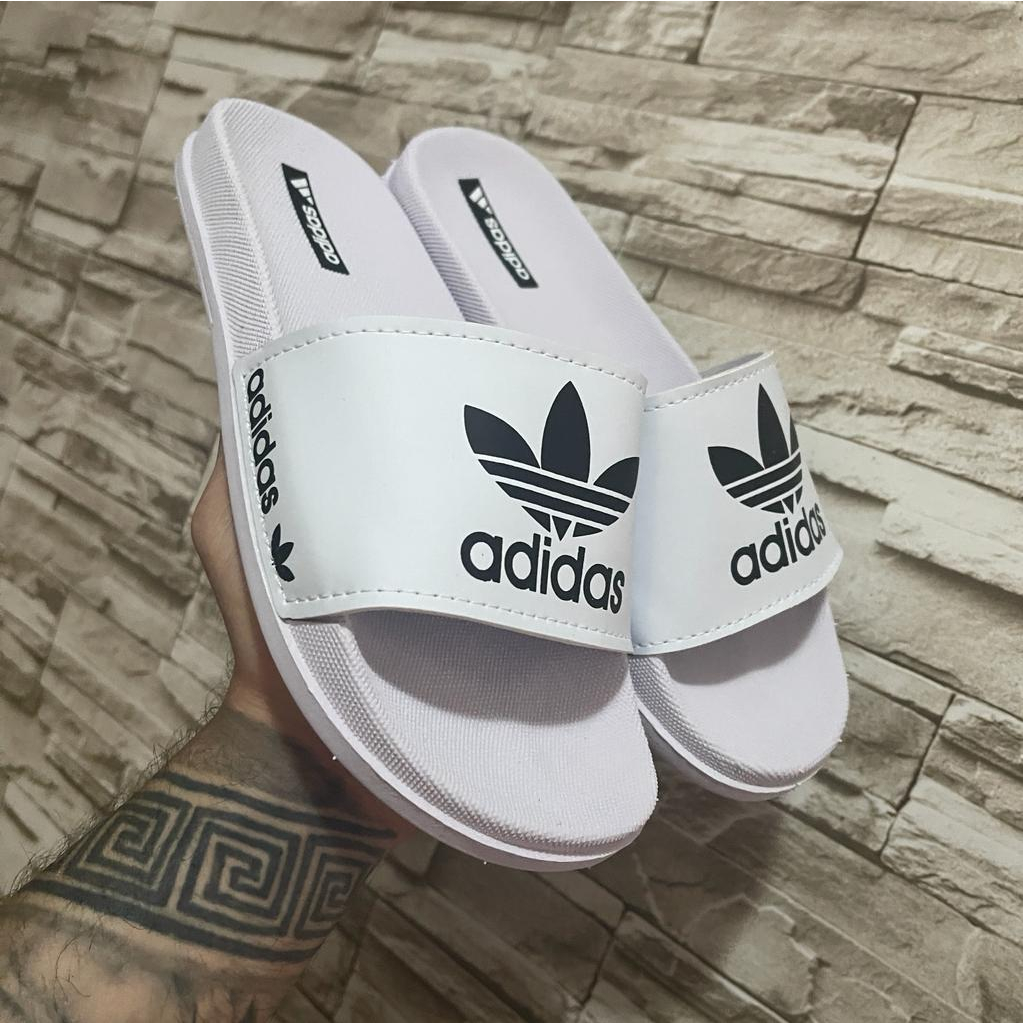 Chinelo Slide Folha Branco AD 2023 Macio Confortável Masculino e Feminino