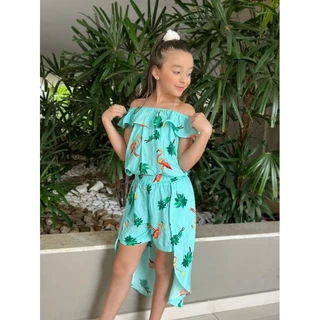 conjunto infantil kit short saya+ blusa (4 ao 14) sereia roupas infantis