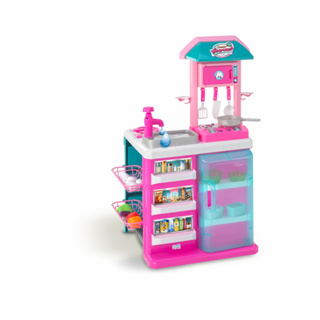 Jogo De Cozinha Barbie Meninas Rosa Grande Kit Completa Luxo Geladeira  Fogao Panelinhas Luzes Infantil Armário