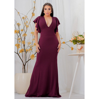 Vestido de sale madrinha gestante marsala