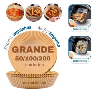 200 Pcs Forma Descartável Para Fritadeira Air Fryer Em Papel Redondo Antiaderente
