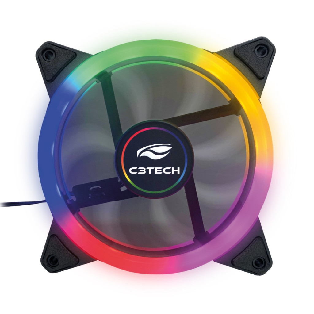 Fan Cooler 120mm 12cm Gamer Com LED RGB Fixo Para Gabinete PC HAYOM FC1301
