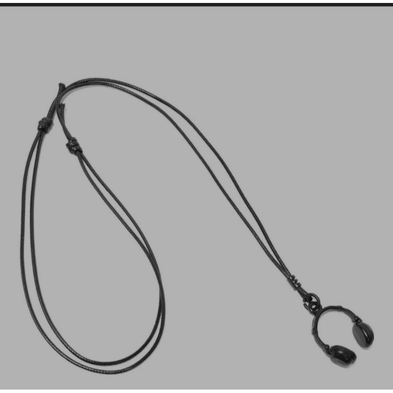 Colar Fone De Ouvido Preto Músic Feminino Masculino Cordão Ajustável