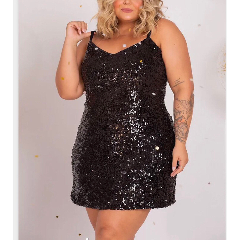 Vestido Midi Roupas De Paete Plus Size Vestido De Paetê De Alcinha