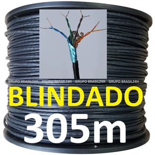 Cabo Rede Cat5e 305m Preto Ftp Blindado LAN Internet Connect