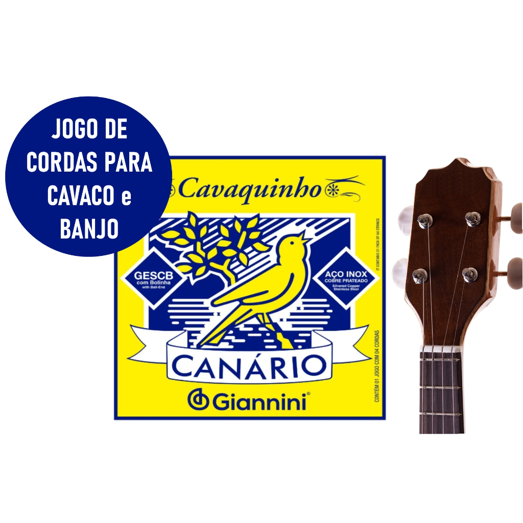 Encordoamento Jogo de Cordas Cavaco Cavaquinho Canário com Bolinha