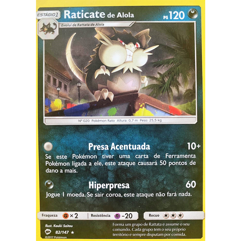 Carta Raticate de Alola Coleção Sombras Ardentes Pokemon TCG | Shopee ...