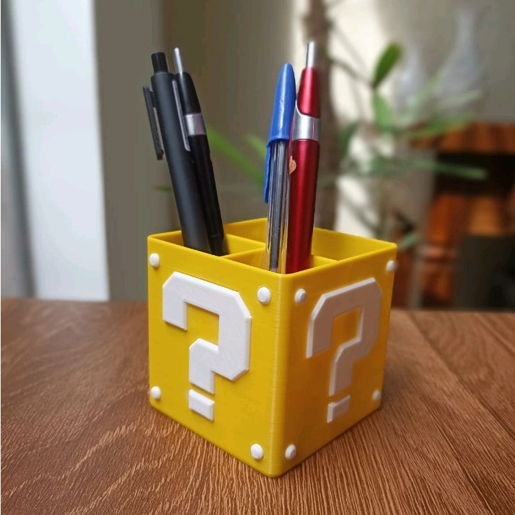 Porta Canetas Super Mario 3 Divisórias 7x7cm