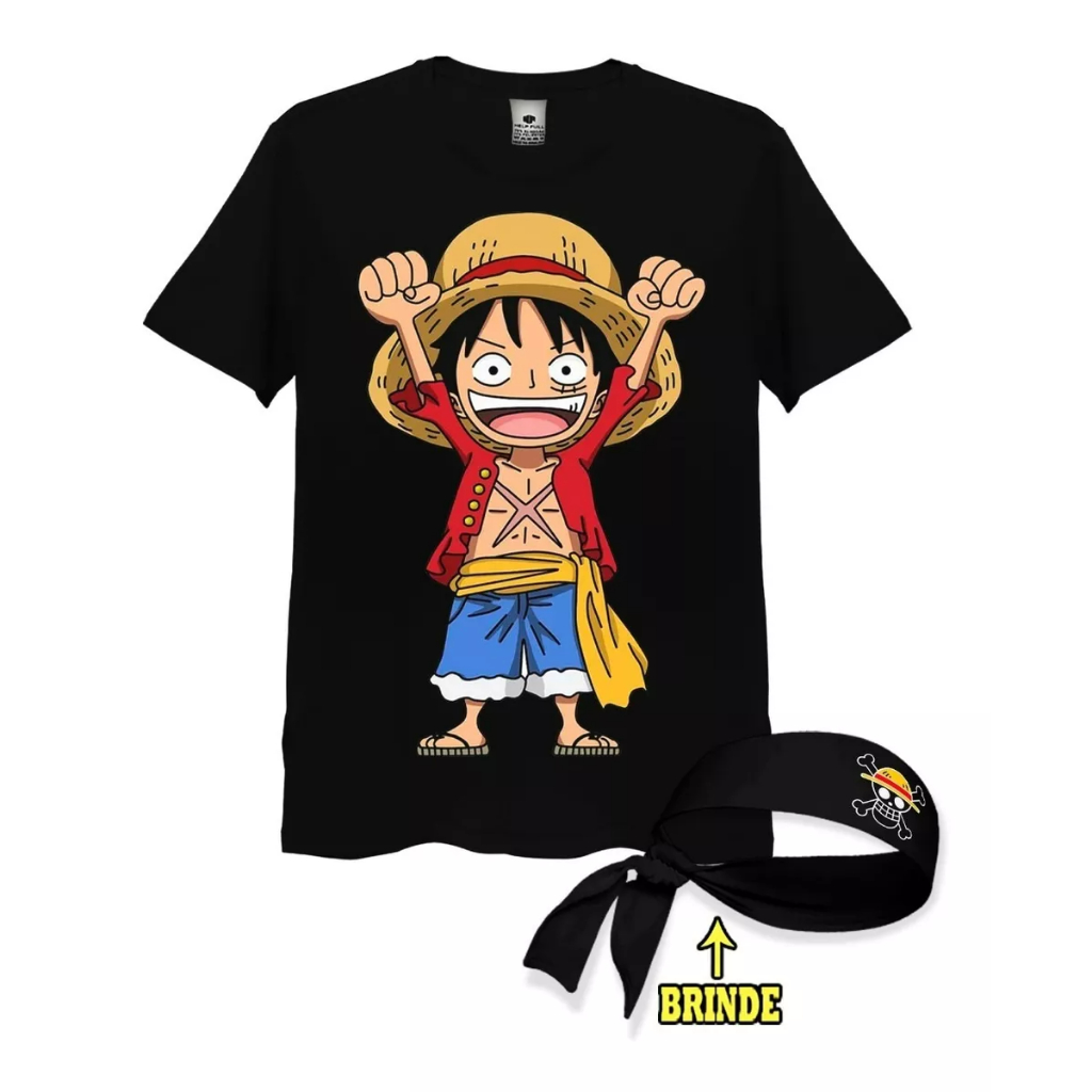 Camiseta Unissex Feminina One Piece Bandeira Pirata Mangá Monkey D
