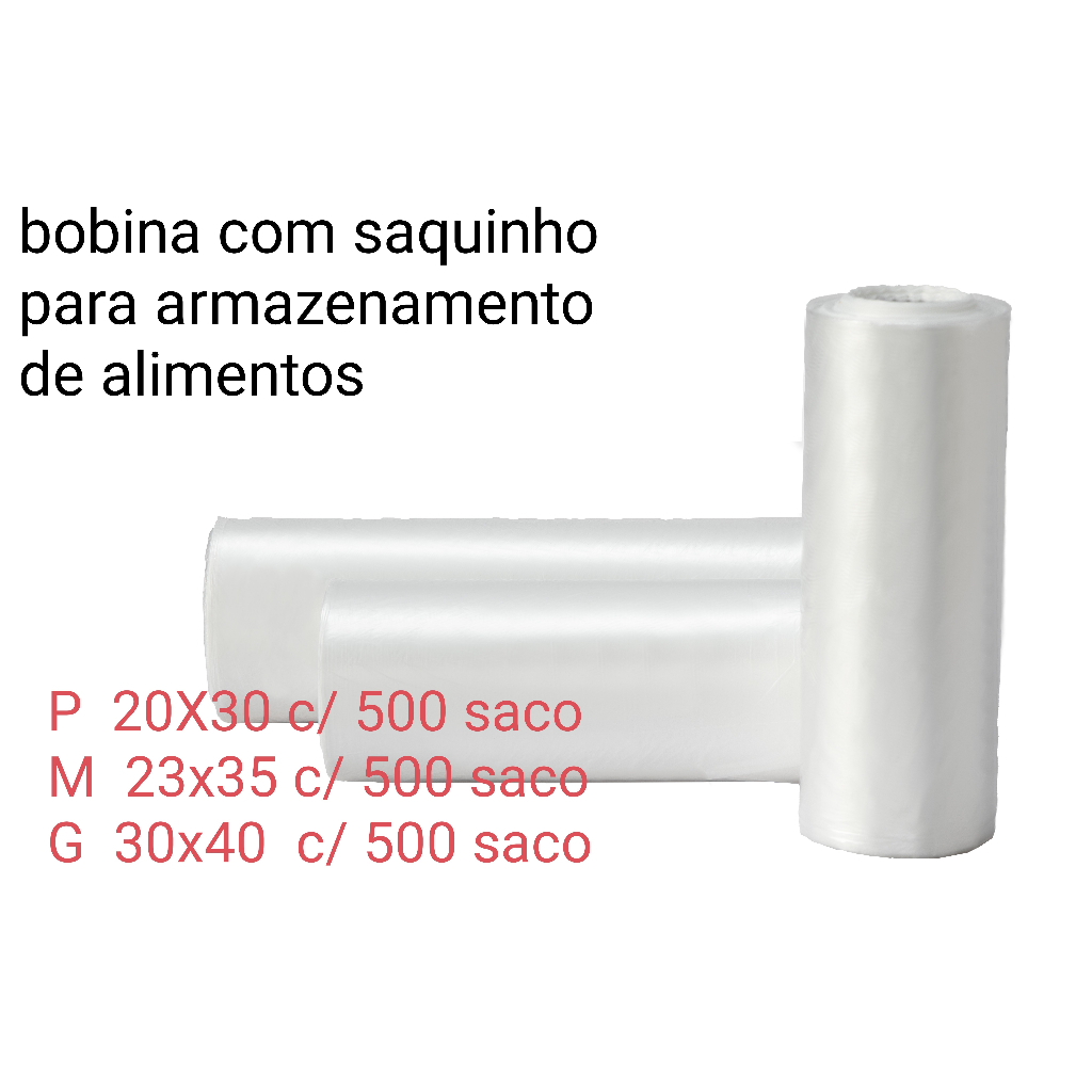 Bobina Picotada Saco Plástico 30x40 C/ 500 Saquinho de freezer congelador Frutas Alimentos