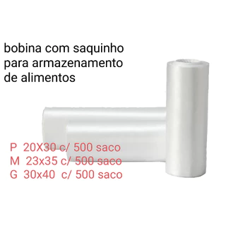 Bobina Picotada Saco Plástico 30x40 C/ 500 Saquinho de freezer congelador Frutas Alimentos
