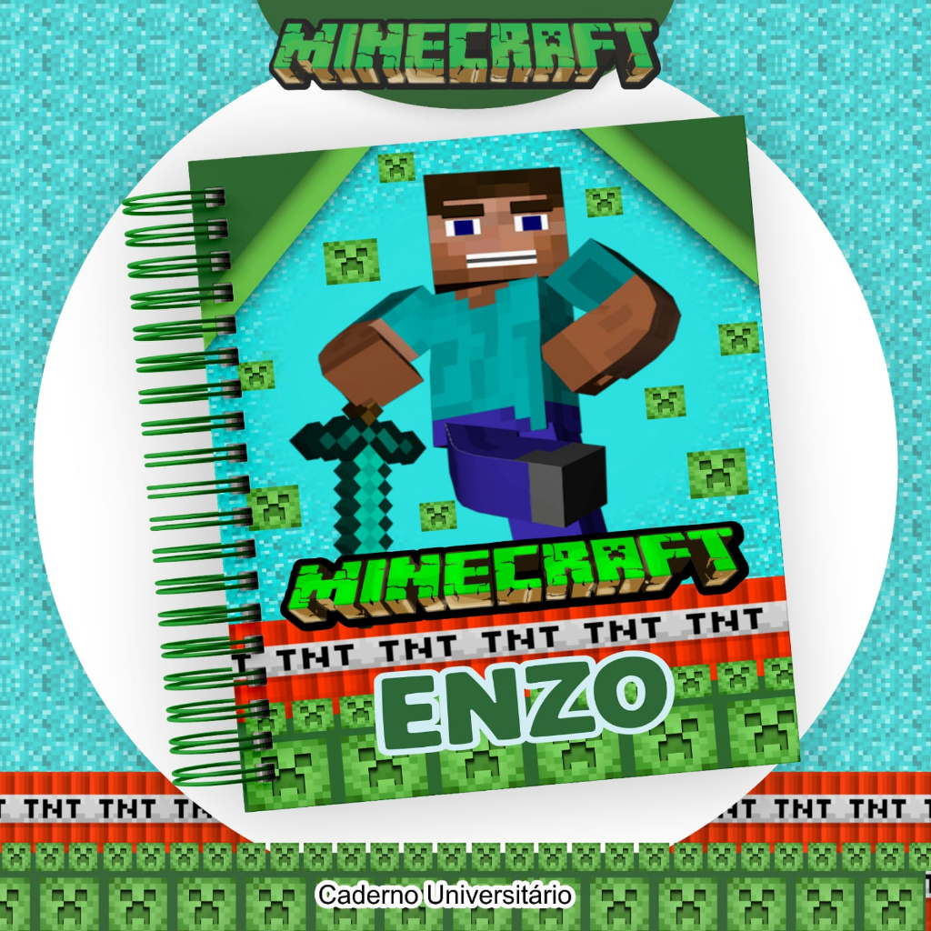 Caderno Universitário Minecraft 100 fls Capa Dura | Shopee Brasil