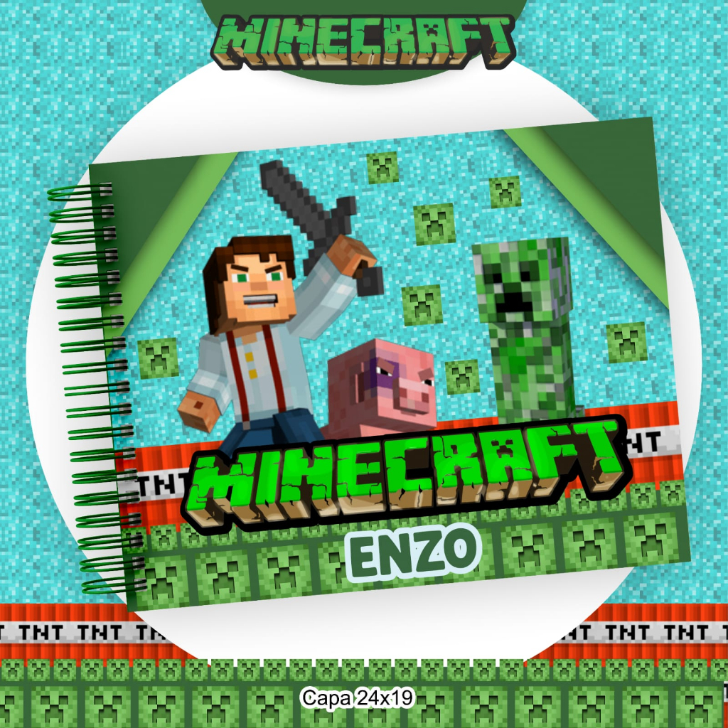 Caderno Desenho Minecraft Capa Dura 50 fls | Shopee Brasil