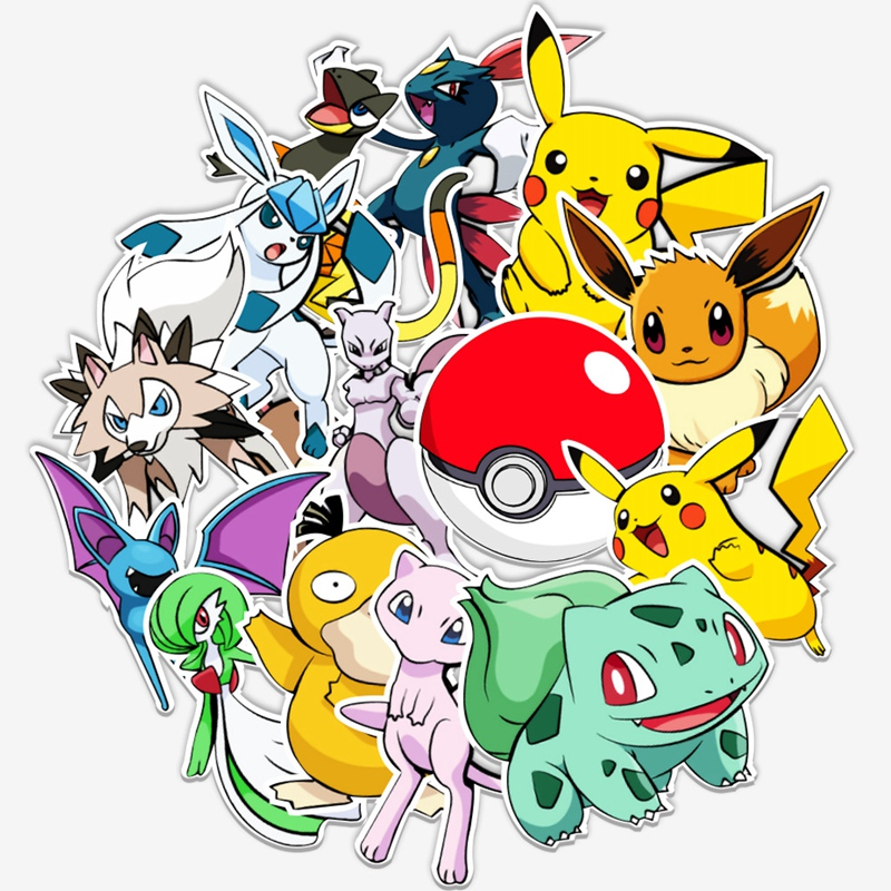 Kit com 50 Adesivos de Pokemon