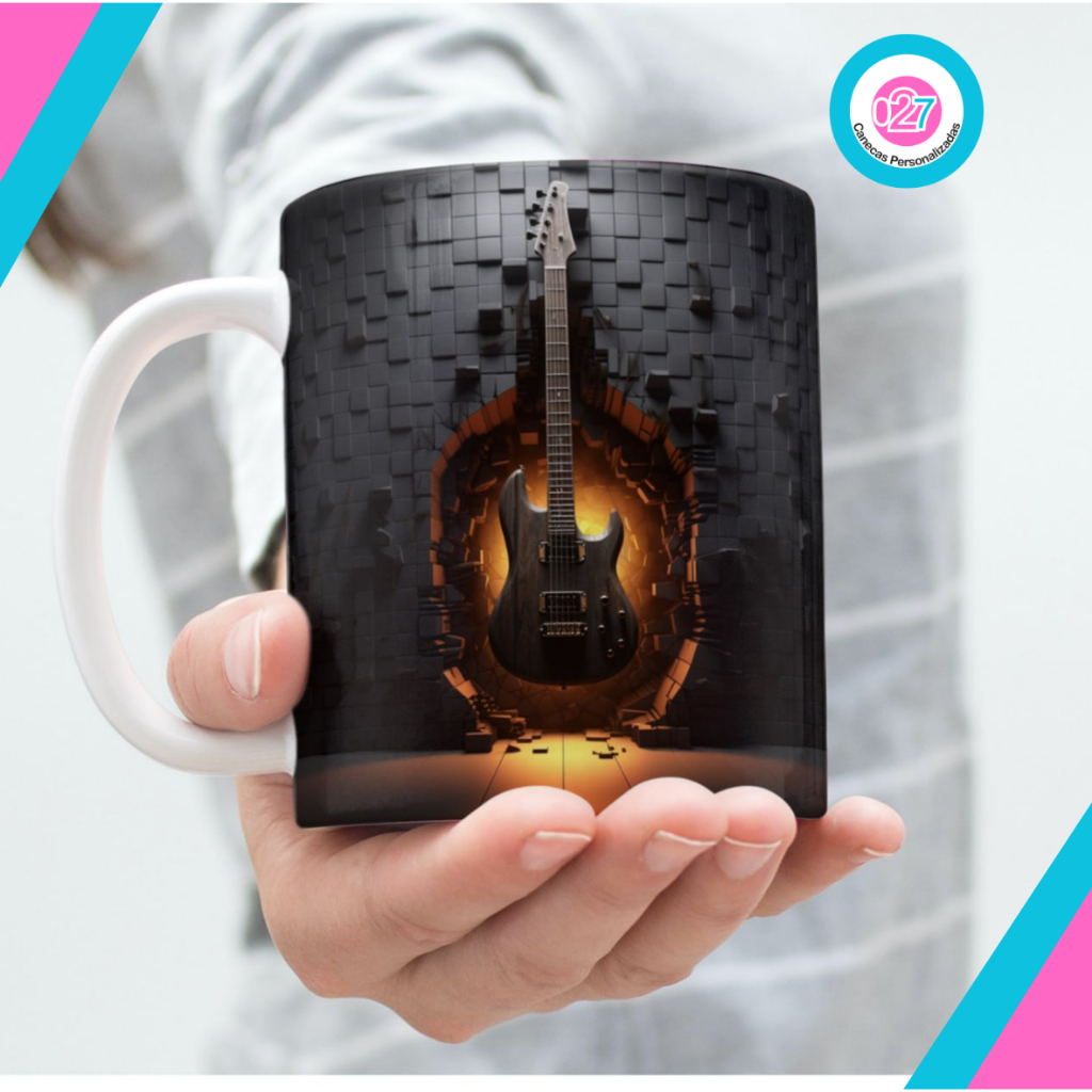 Caneca Porcelana Personalizada Guitarra