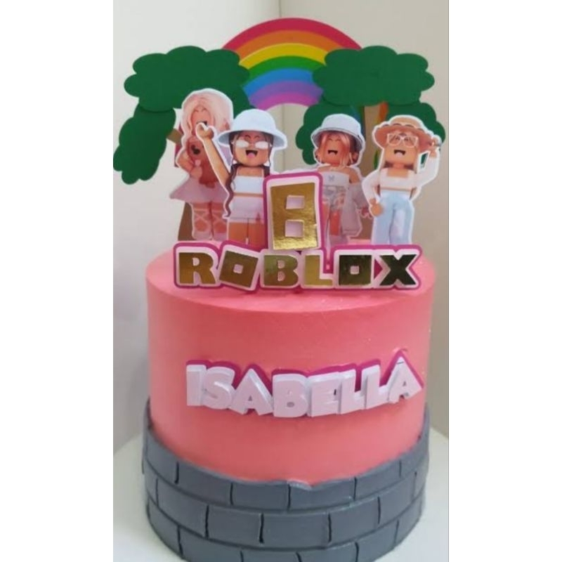 Topper de bolo Roblox Feminino  Roblox birthday cake, Diy cake topper  birthday, Roblox cake