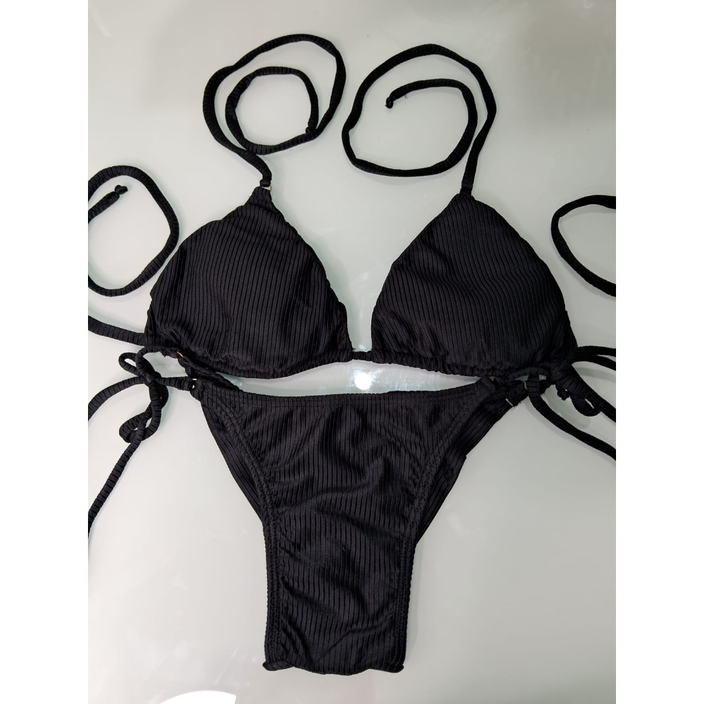 Biquini Marquinha De Fita Com Bojo Preto Shopee Brasil