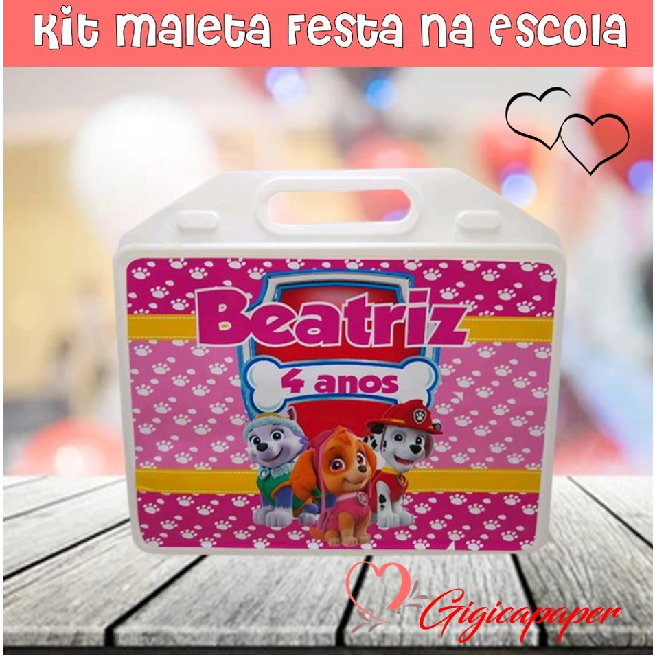 Maleta personalizada kit festa individual, temos outros personagens