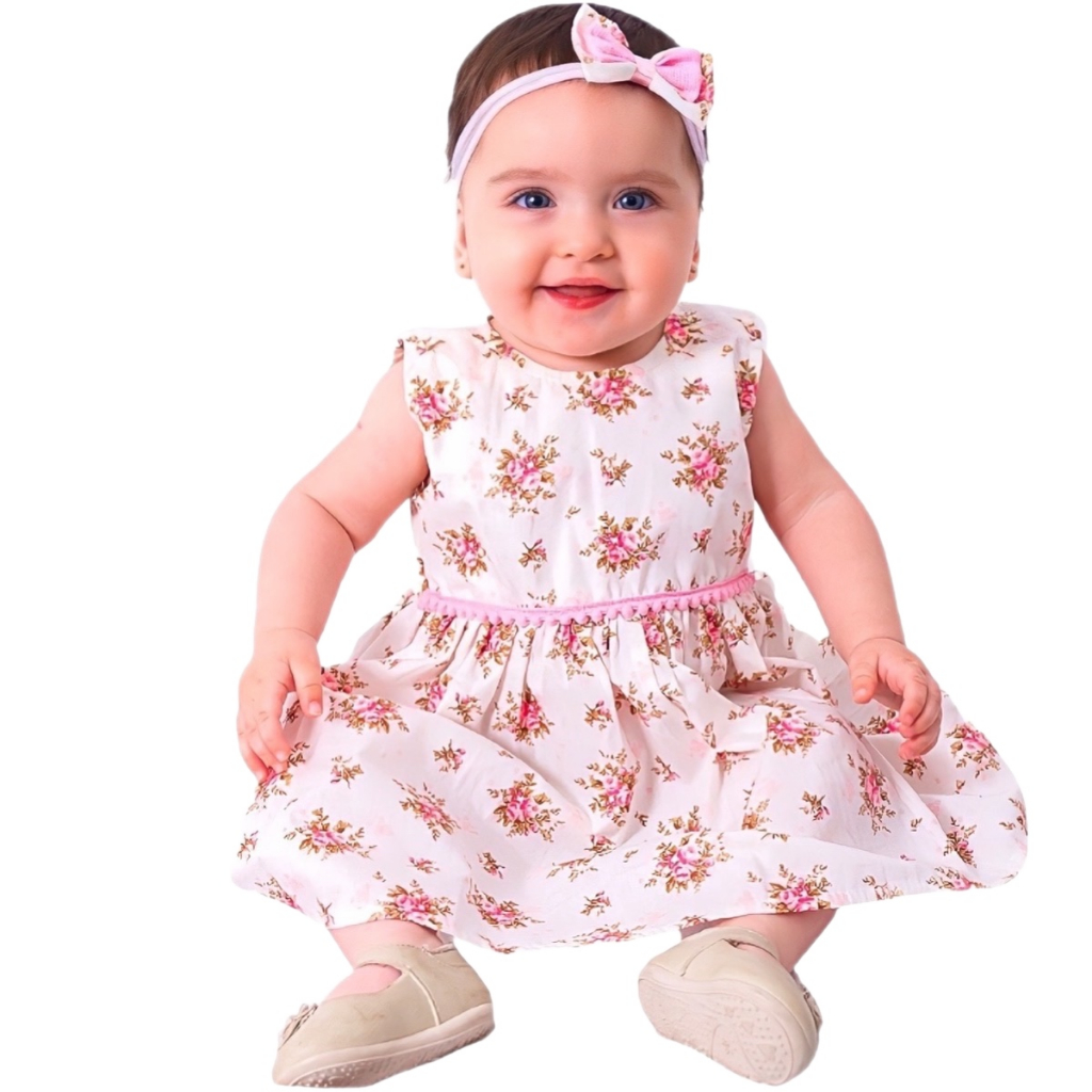 Vestido de Bebê Menina Luxo Festa Infantil Roupa Bebe Menina com tiara ...