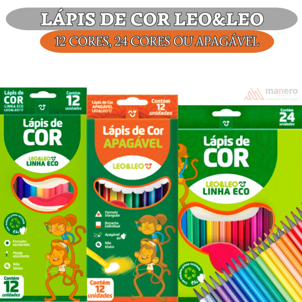 Kit Lápis De Cor 12 Cores Game Leoeleo - leonora