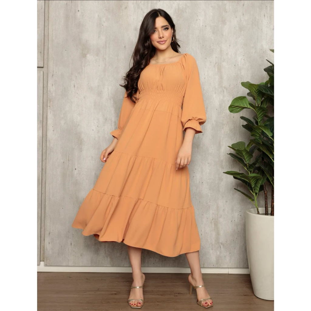 Vestido manga longa em duna\ Ref-W003