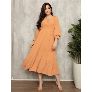 Vestido manga longa em duna\ Ref-W003