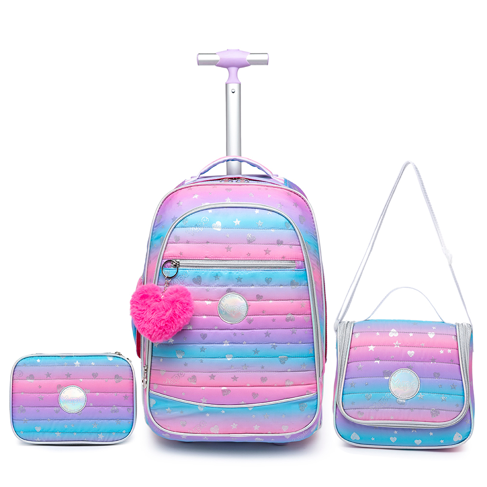 Kit Mochila Rodinhas Infantil Lancheira Estojo Viagem Yupe