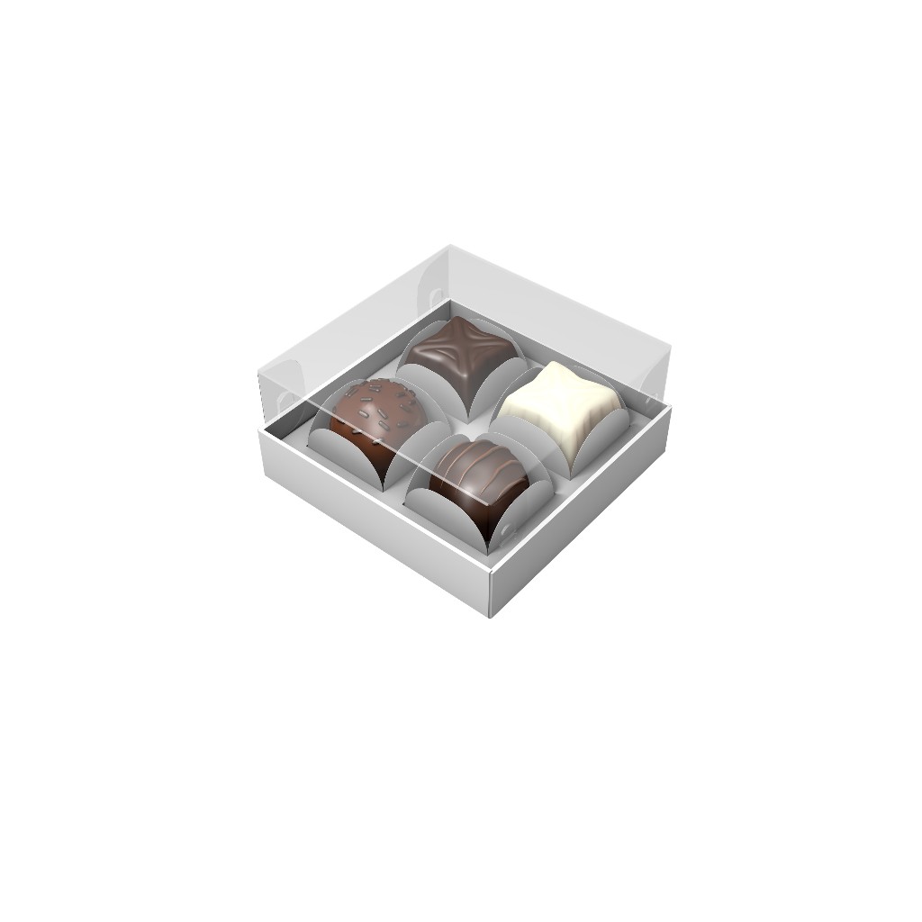 10 Caixas Brigadeiro Gourmet para 4 doces Branco ou Kraft 10