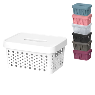 Cesta Organizadora com Tampa 2 Litros 16x14x9,5 Cesto Organizador Caixa Multiuso Rattan