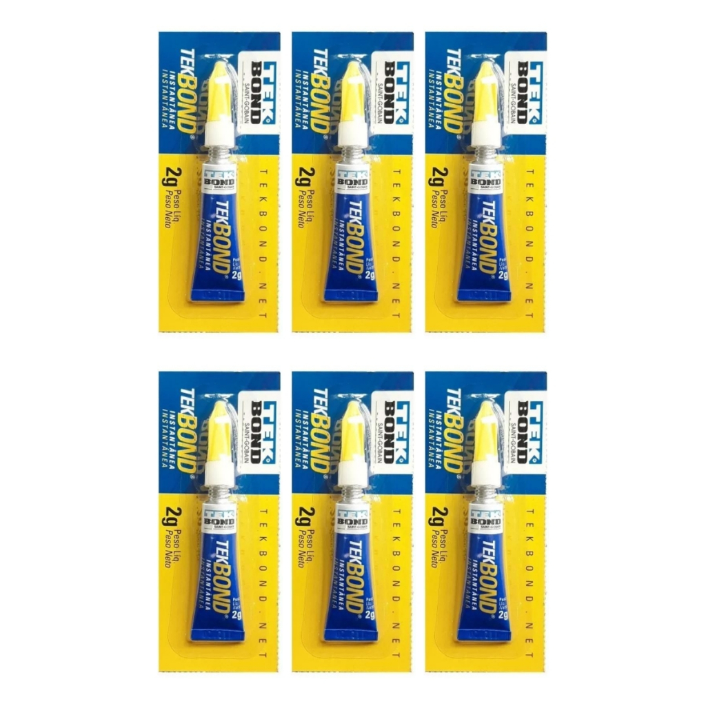 6 Unidades Cola Instantânea Adesivo Super Bonder Resistente TekBond 2gr ...