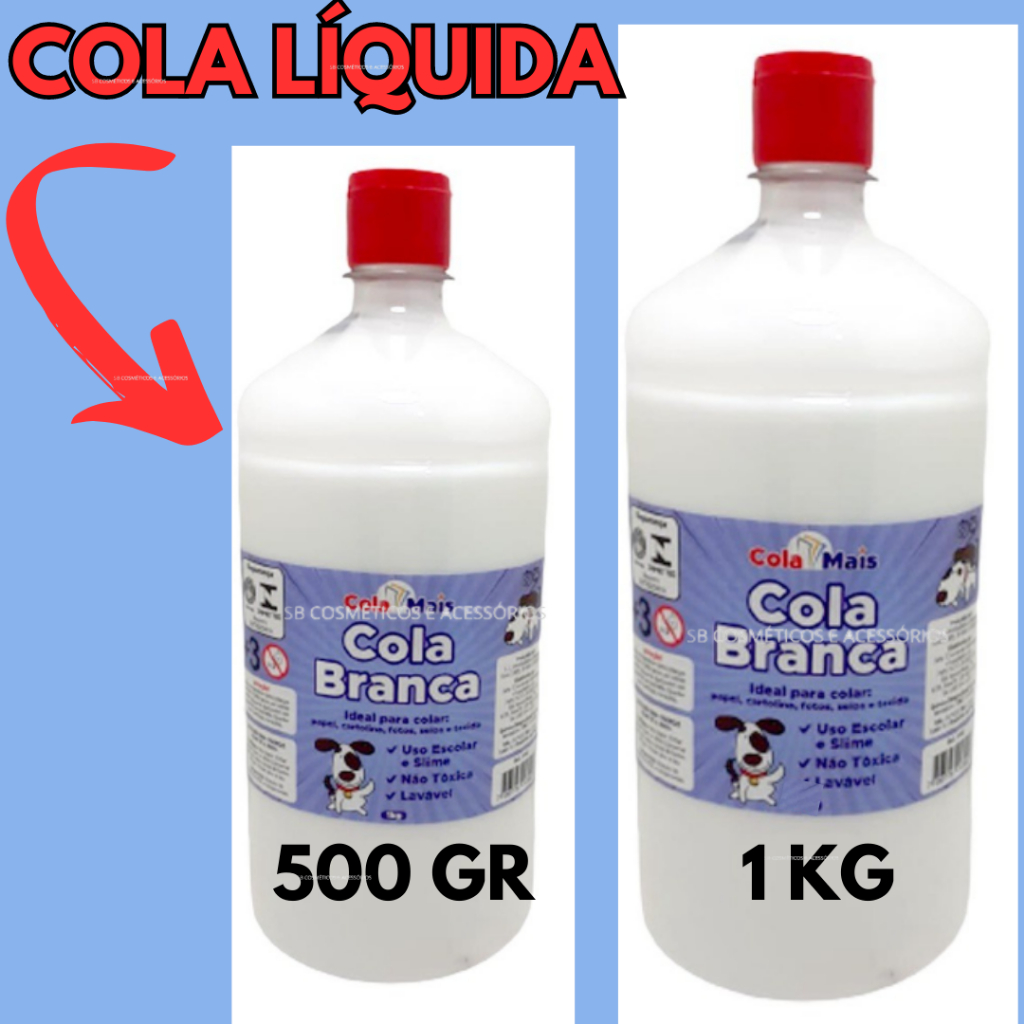 Cola Branca Para Slime / Escolar 500g E 1Kg Cola Mais para papel foto ...
