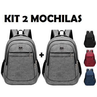 Kit 2 Mochilas Bolsa Viagem Resistente Coreana Masculina Feminina Colorida
