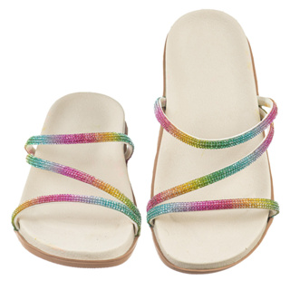 Birken Colorida Feminina Papete Brilho Strass Rasteirinha
