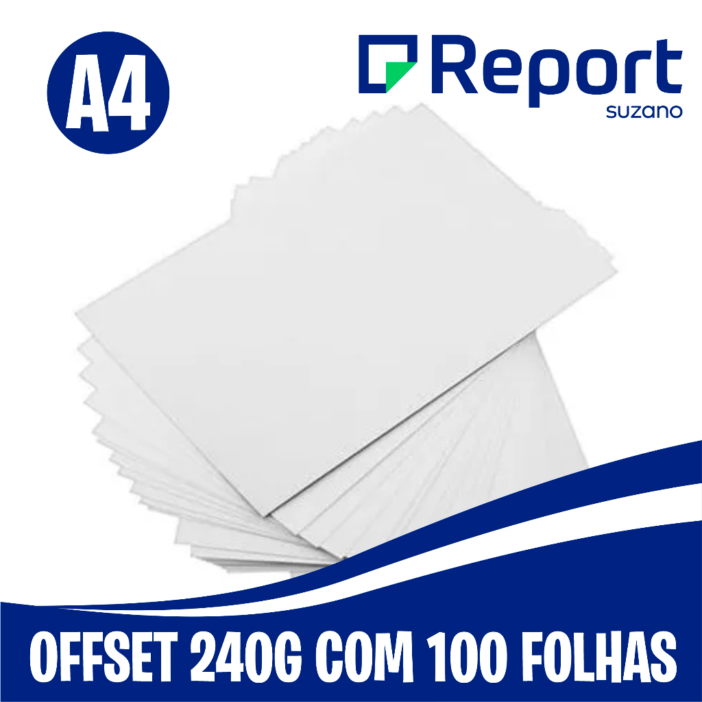 Papel Offset 240g Formato A4 Suzano Report Pacote 100 Folhas Shopee Brasil 7678