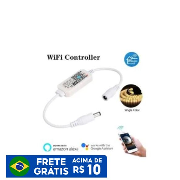 Dimmer Wifi Fita Led Controlador Conector P4 5 A 28v App Alexa Google