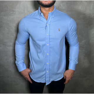 Nova coleção Camisa 100% Algodão - Oxford - lisas - Custom Fit Masculina Luxo Camisa Social Casual Festa Envio Imediato Manga longa