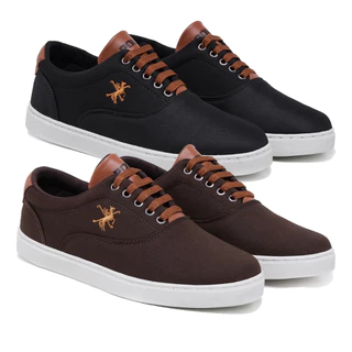 Kit 2 Tênis Sapatenis Masculino Casual Cano Baixo Polo Fran