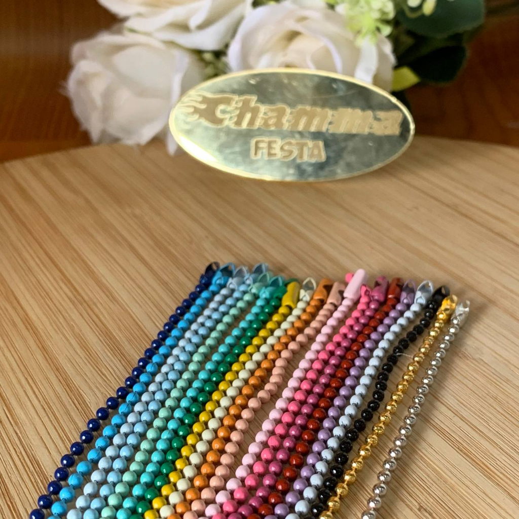 Tag Corrente de bolinha colorida 2,5mm Ferro 10 peças cor única