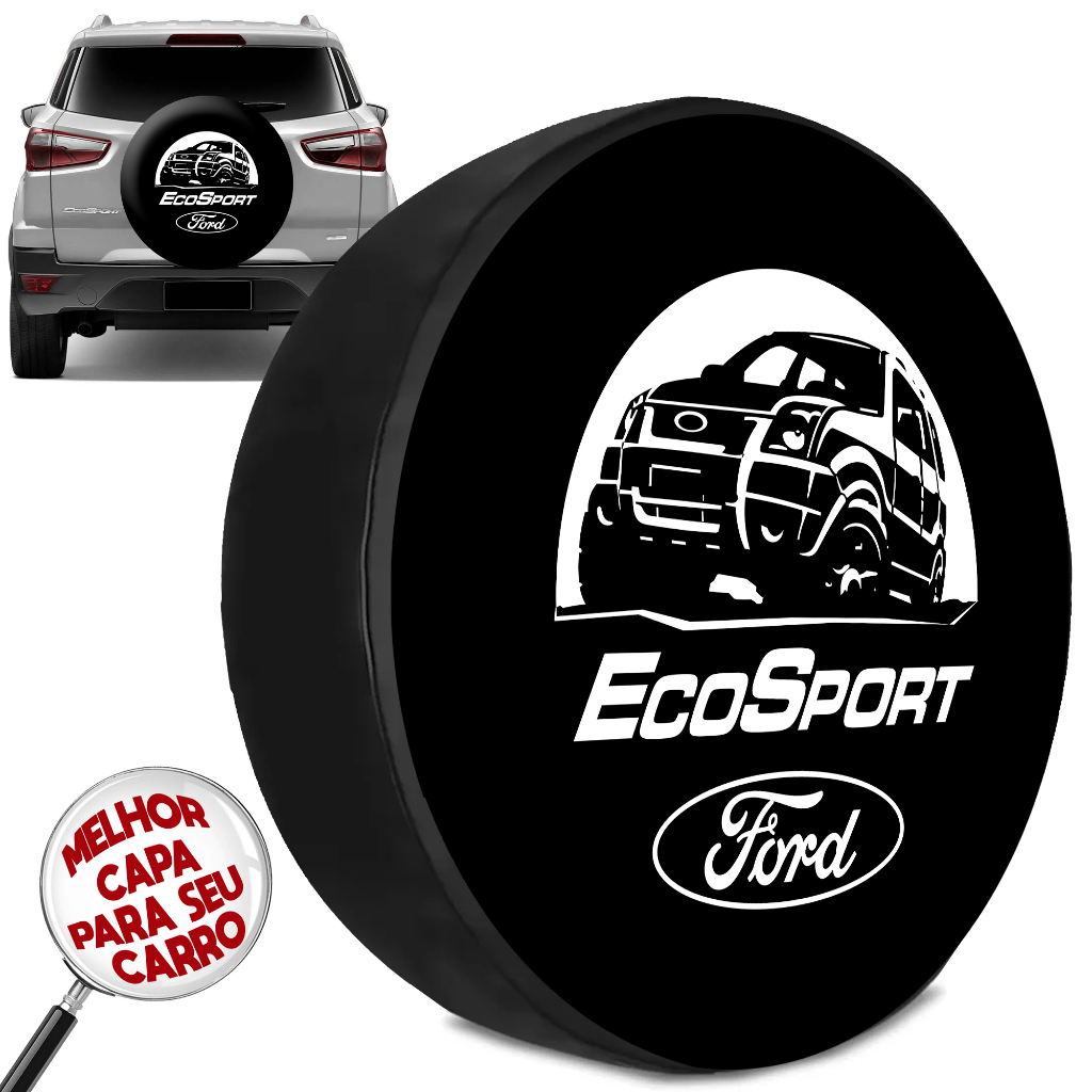 Capa Protetora Para Estepe Ford Ecosport Aro 14/15/16 Mega Resistente Sol Chuva Poeira Diversas Estampas Cor Preta