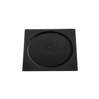 Ralo Click Inteligente 10x10 cm Inox Piso Banheiro Quadrado Preto Fosco