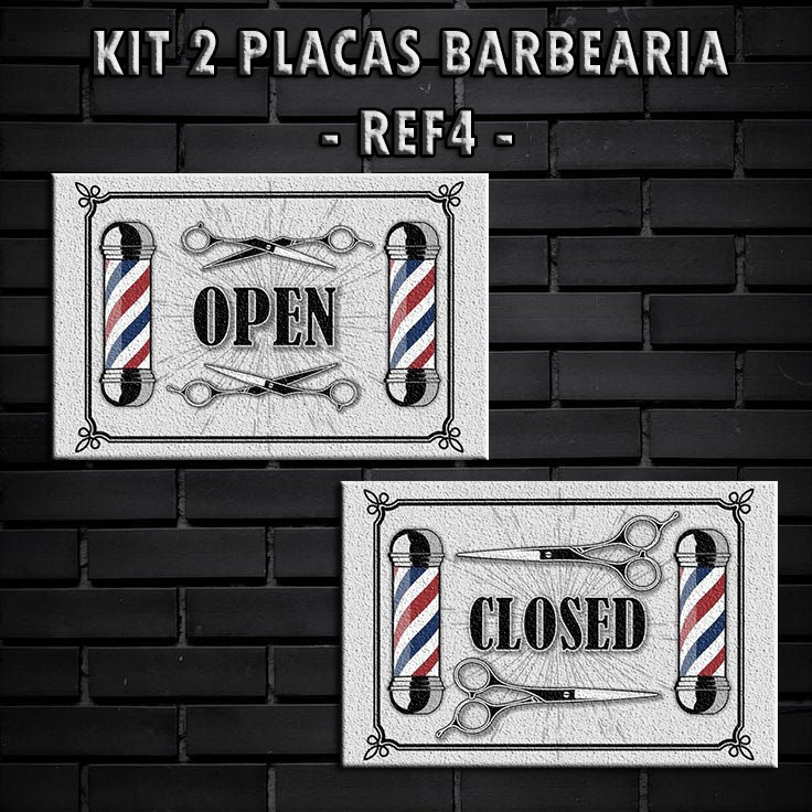 Kit 2 Placas Decorativas MDF Para Decorar Barbearia (OPEN, CLOSED ...
