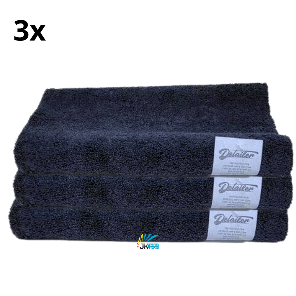 3 Toalha De Microfibra S/Costura 230gsm Preta 60x40 Detailer