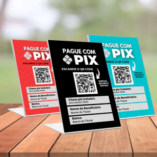 Placa Pix Display PVC simples para pagamentos personalizado